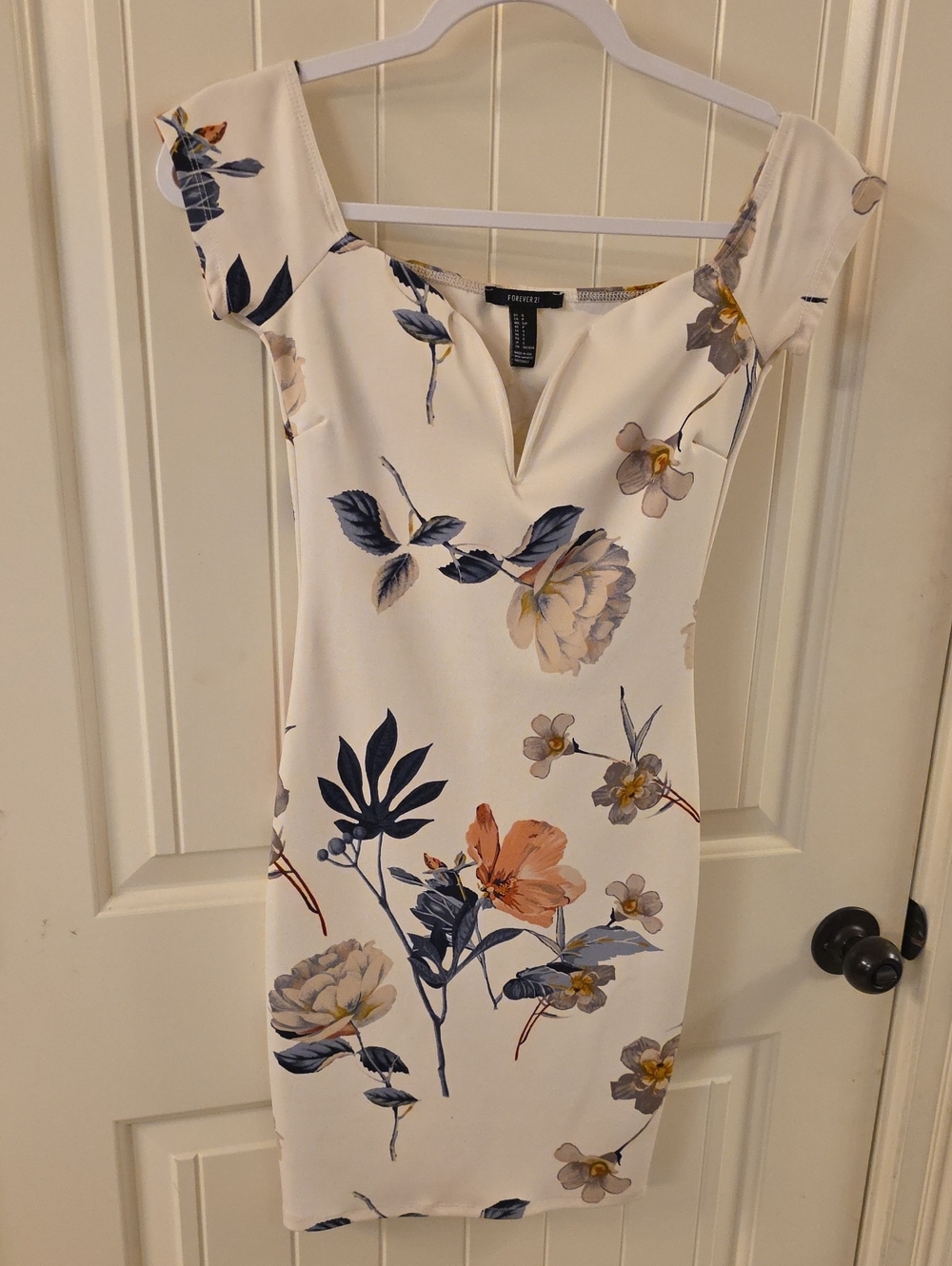 Forever 21 Cream Dress with Navy & Orange Accents